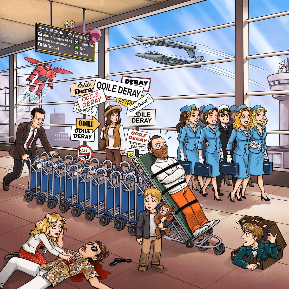 Quiz 10 films à trouver Aéroport , avec Top Gun, Le terminal, L'armée des 12 singes.